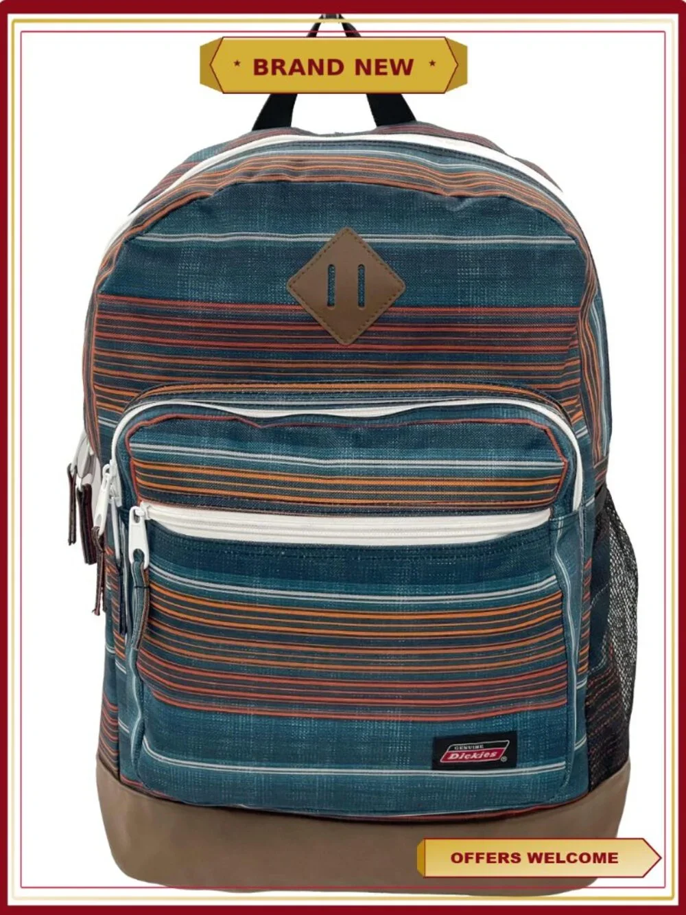Varsity Backpack Stripe with Laptop Sleeve and Water Bottle Pocket
